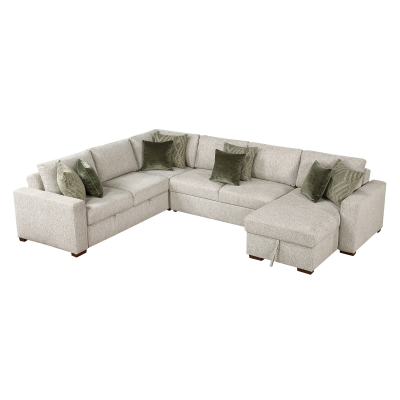 8548*5VC2ACR2ACLA 4-Piece Sectional with Reversible Chaise, Pull-out Bed and Hidden Storage
