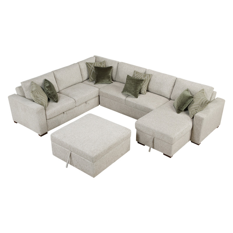 8548*6VC2ACR2ACLAOT 5-Piece Sectional with Reversible Chaise, Pull-out Bed and Ottoman