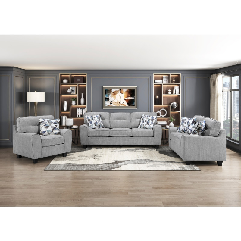 8416GY*3 3PC SETS Sofa + Love Seat + Chair