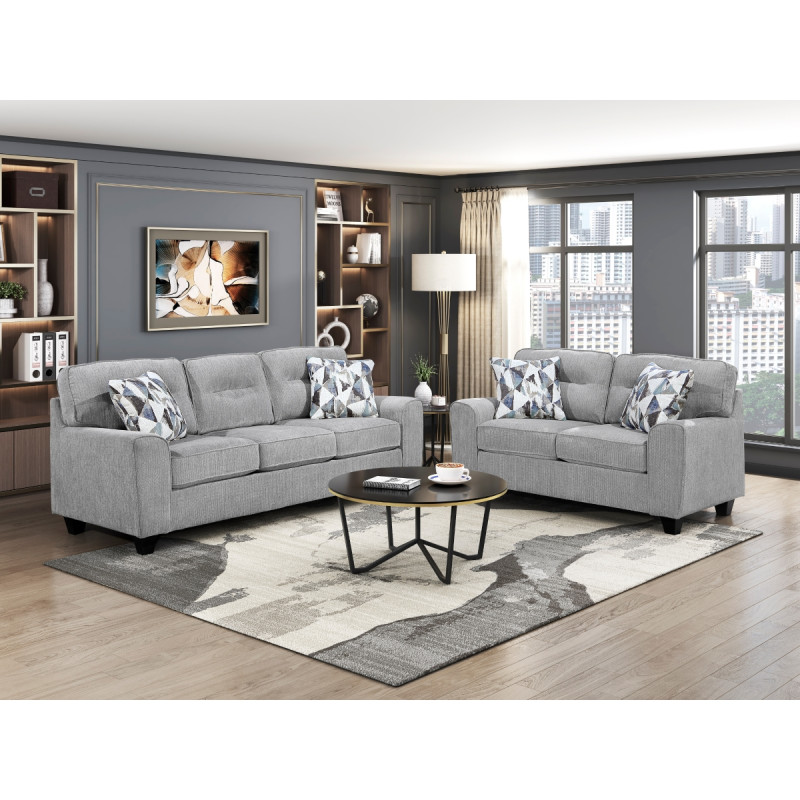 8416GY*2 2PC SETS Sofa + Love Seat