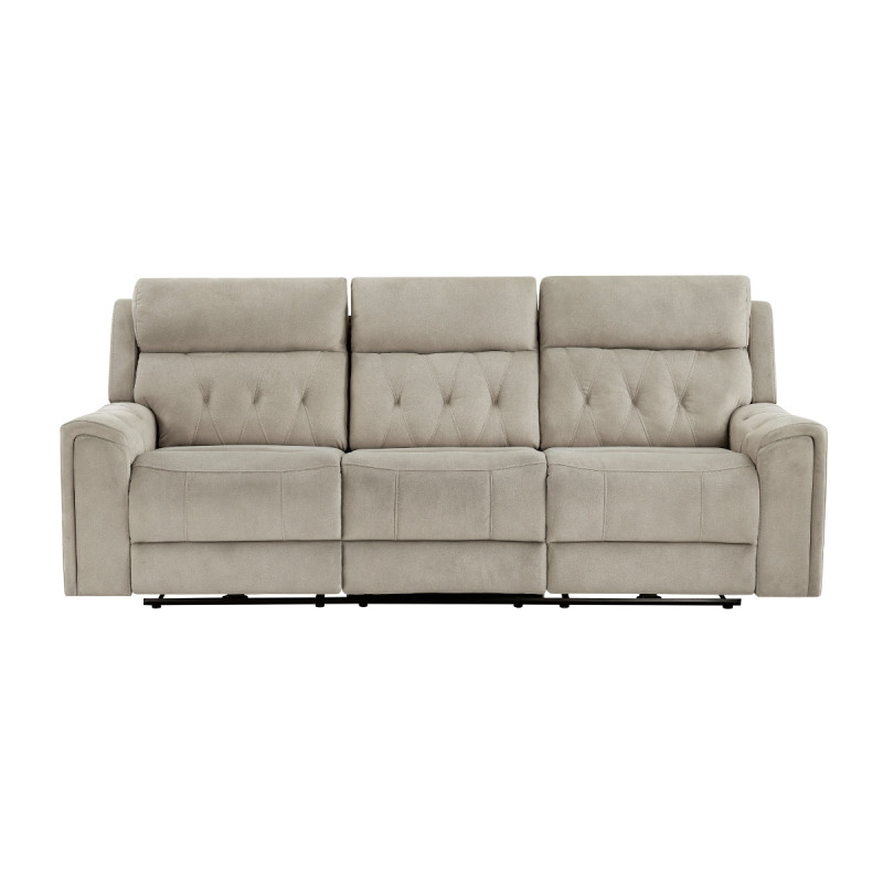 9670TP-3PWH Power Double Reclining Sofa with Power Headrests, Hidden Arms Cup Holders and Charging Ports