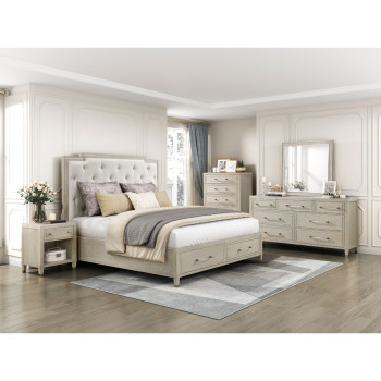 1312K-1EK*4 4PC SETS Eastern King Platform Bed with Footboard Storage