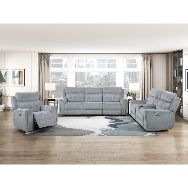 9670GY*3PWH 3PC SETS SOFA, LOVESEAT, CHAIR