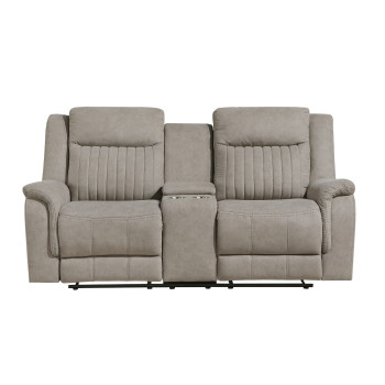 9646DV-2 Double Reclining Love Seat with Center Console, Dove