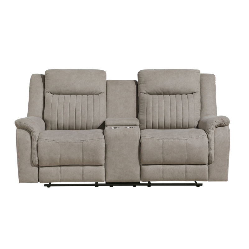9646DV-2 Double Reclining Love Seat with Center Console, Dove
