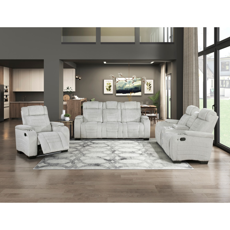 8455GRY*3 3pc Set: Sofa, Love, Chair