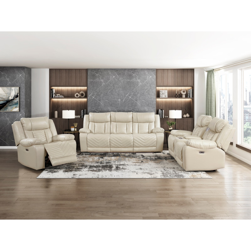 8457BEG*3PW 3pc Set: Sofa, Love, Chair (Power)
