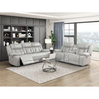 8457GRY*2PW 2pc Set: Sofa, Love (Power)