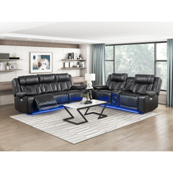 8457BLK*2PW 2pc Set: Sofa, Love (Power)