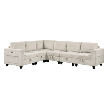 9650NBE*6SC 6-Piece Sectional with Storage, Storage Pouches and Charging Ports