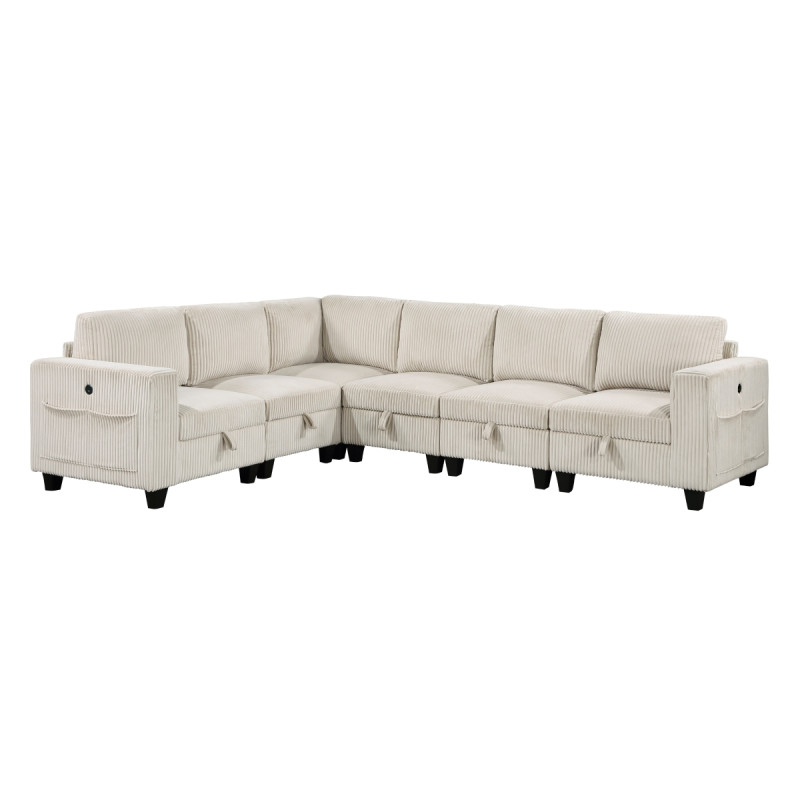 9650NBE*6SC 6-Piece Sectional with Storage, Storage Pouches and Charging Ports