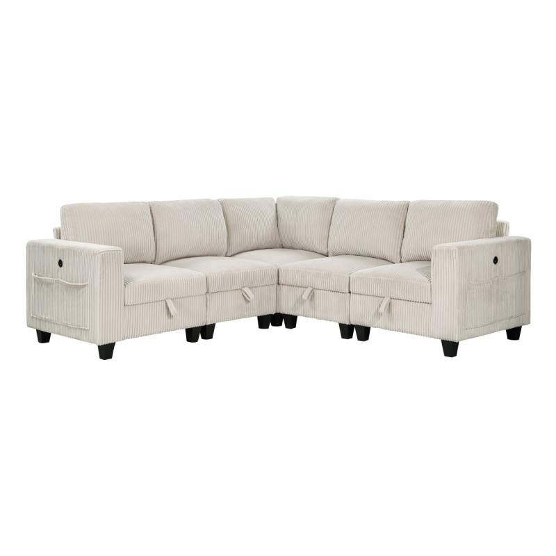 9650NBE*5SC 5-Piece Sectional with Storage, Storage Pouches and Charging Ports