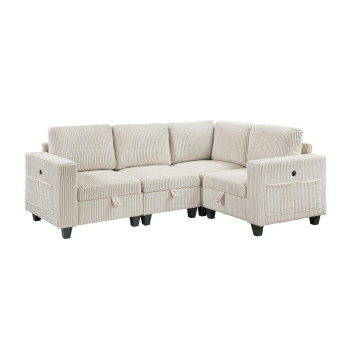 9650NBE*4SC 4-Piece Sectional with Storage, Storage Pouches and Charging Ports