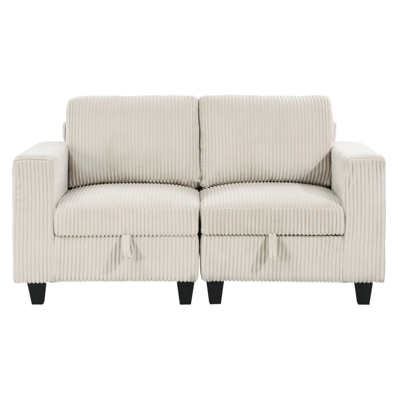 9650NBE-2* Love Seat with Storage, Storage Pouches and Charging Ports