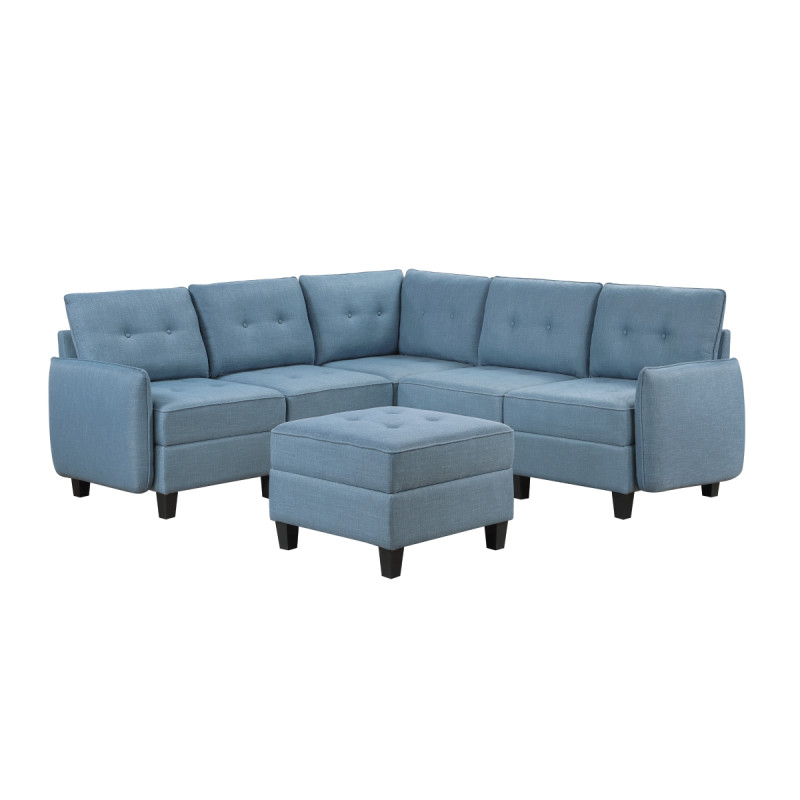 9557BUE*6SCOT 6-Piece Sectional with Storage and Ottoman