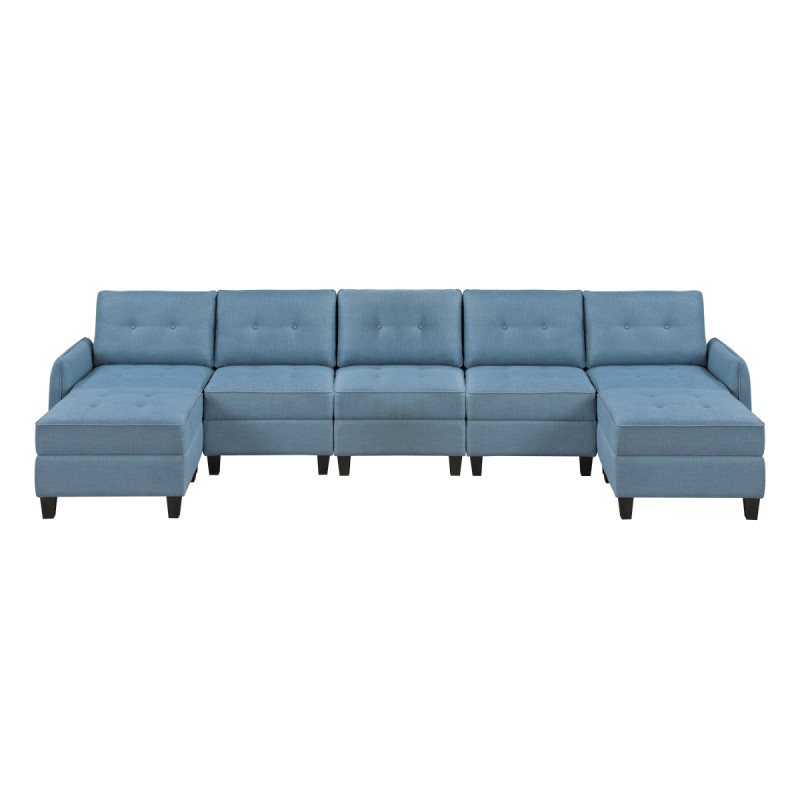 9557BUE*7SC2OT 7-Piece Sectional with Storage and Two Ottomans
