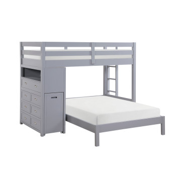 B2024GYLTF-1* Twin/Full Loft Bunk Bed with Chest and Hidden Desk