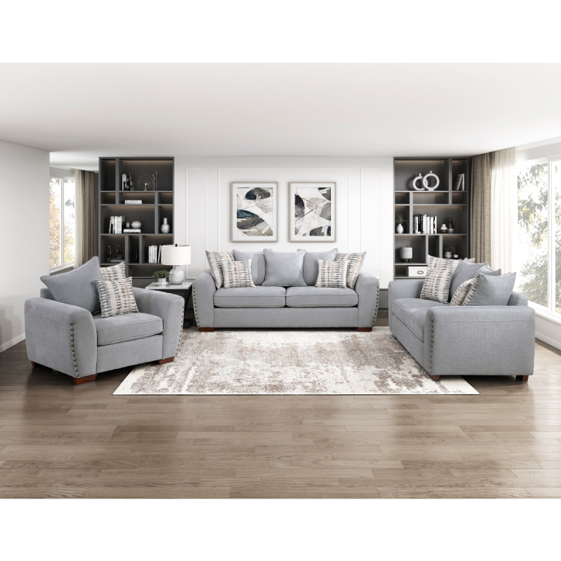 8579GY*2 2PC SETS Sofa + Love Seat
