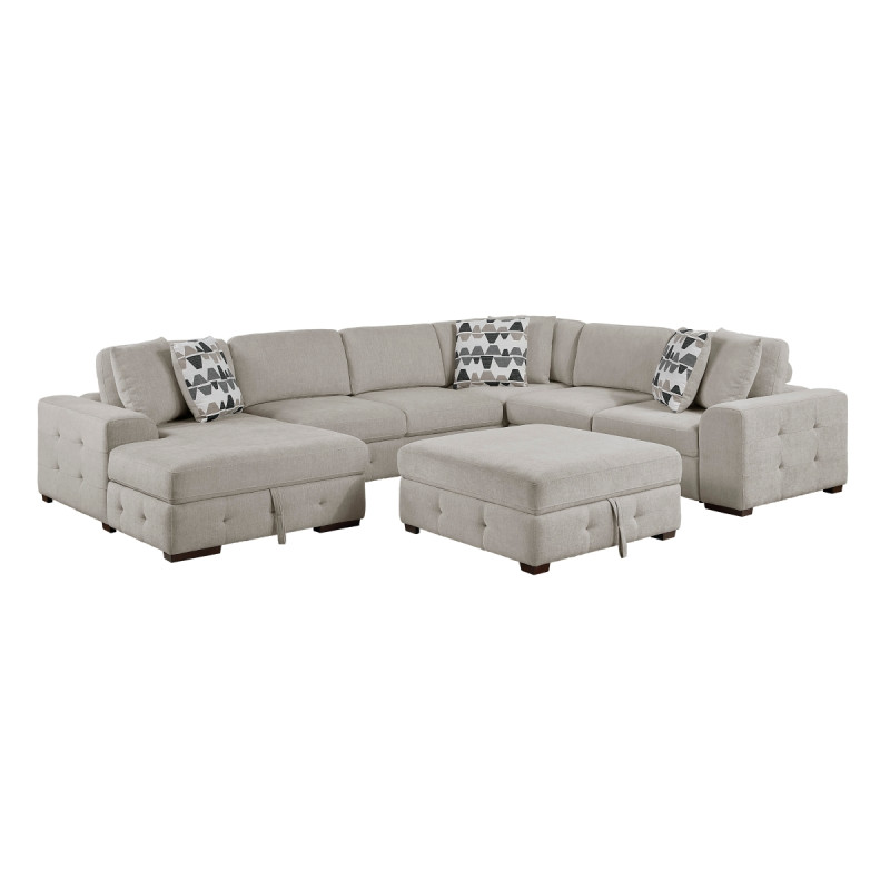 9624TP*5LC2R 5-Piece Sectional with Left Chaise and Storage Ottoman