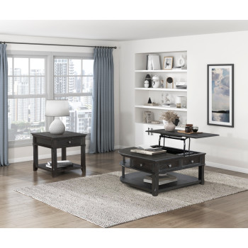 3503BK-2PC 2PC SETS Lift Top Cocktail Table + End Table