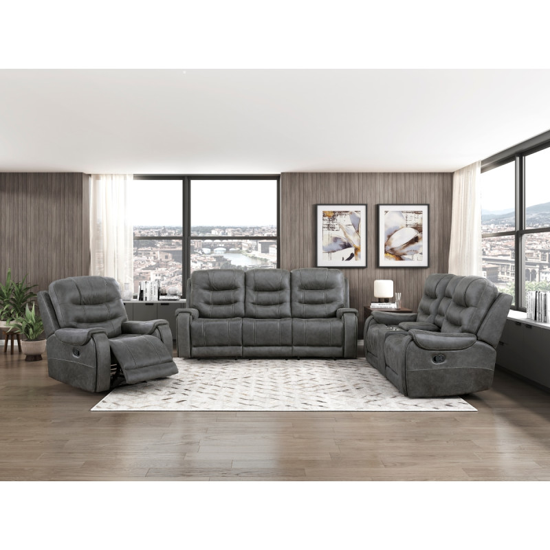 9634DGY*2 2PC SETS Double Reclining Sofa + Love Seat