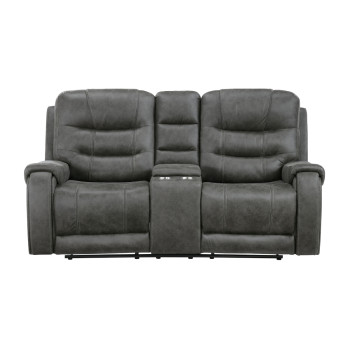 9634DGY-2 Double Reclining Love Seat with Center Console