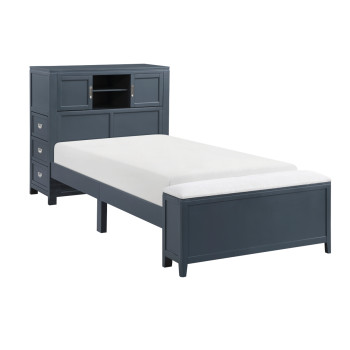 B2024BUBC-1* Twin Bookcase Bed with Hidden Desk, Stool and Storage Bench