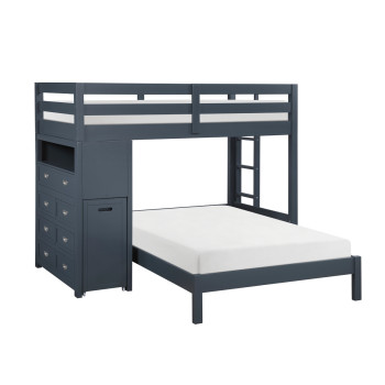 B2024BULTF-1* Twin/Full Loft Bunk Bed with Chest and Hidden Desk