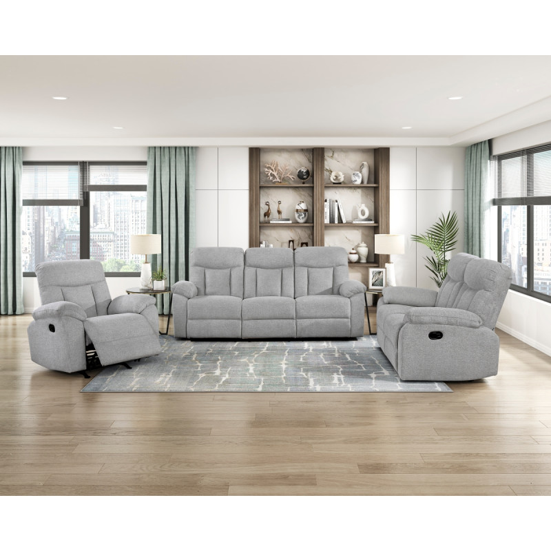 8440GRY*2 2PC SETS Double Reclining Sofa + Love Seat