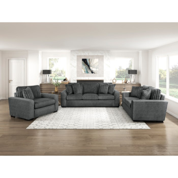 9720DGY*3 3PC SETS Sofa + Love Seat + Chair