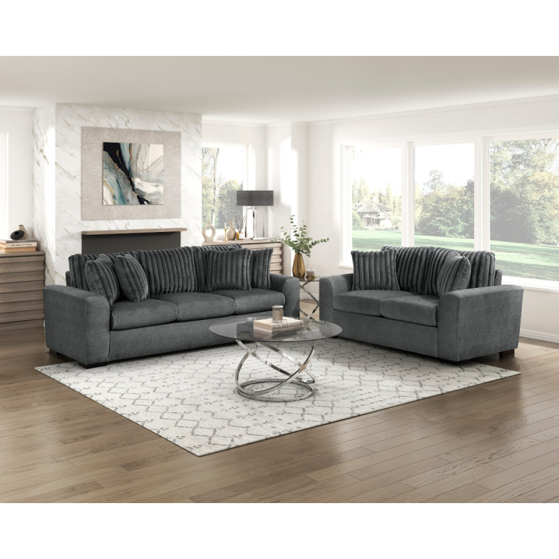 9720DGY*2 2PC SETS Sofa + Love Seat