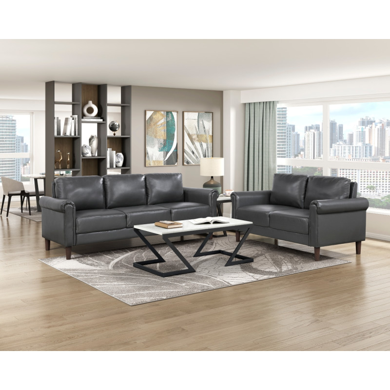 9690DGY*3 3PC SETS Sofa + Love Seat + Chair