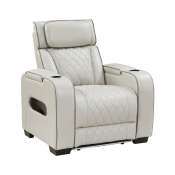 9516TPE-1PWH Power Reclining Chair with Power Headrest, Cup holders and Storage Arms(Top and Side), Charging Ports and LED lighting