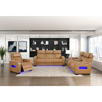 9516BRW*3PWH 3pc Set: Sofa, Love, Chair (Power)