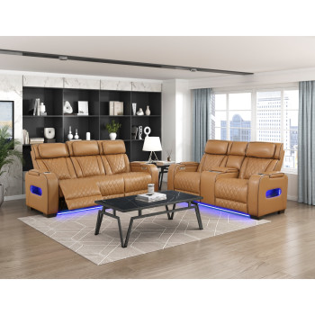 9516BRW*2PWH 2pc Set: Sofa, Love (Power)