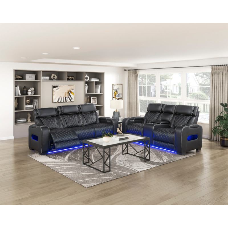 9516BLK*2PWH 2pc Set: Sofa, Love (Power)