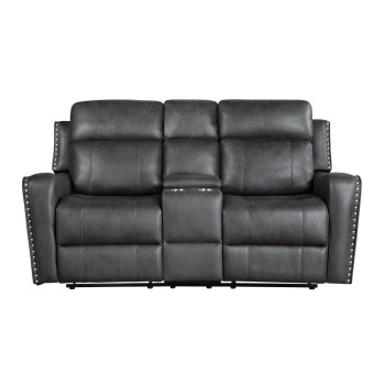 9515DGY-2PW Power Double Reclining Love Seat with Center Console