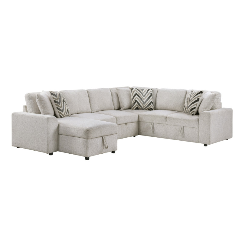 9702BE*3LC3R 3-Piece Sectional with Pull-out Bed and Hidden Storage