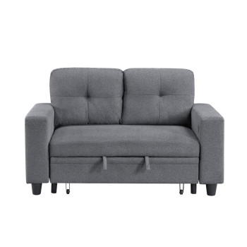 9705GY-2* Love Seat with Pull-out Bed, Shelves and Charging Ports
