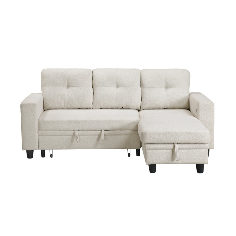 9705BE*32AVC Sectional with Reversible Chaise, Pull-out Bed, Shelves and Charging Ports