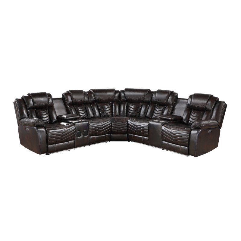 9508DB*SCPW 3-Piece Power Reclining Sectional with Consoles, Speakers, Subwoofer and LED Lighting