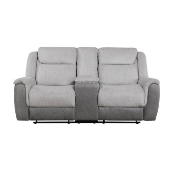9703GY-2 Double Reclining Love Seat with Center Console