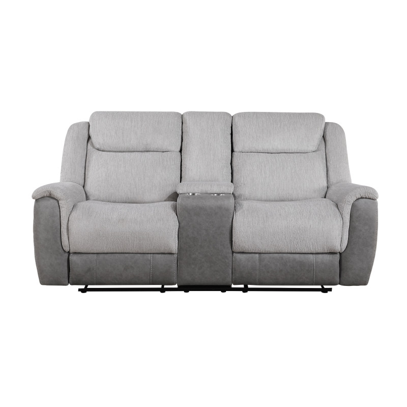 9703GY-2 Double Reclining Love Seat with Center Console