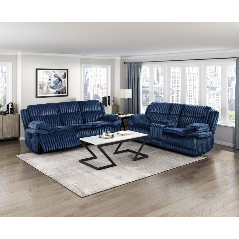 9577BU*2 2PC SETS Double Reclining Sofa + Love Seat