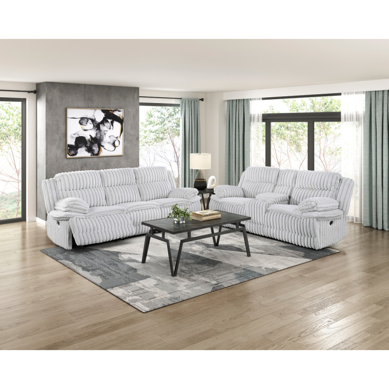 9577GY*2 2PC SETS Double Reclining Sofa + Love Seat