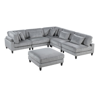 9688GY*62CR3ACOT 6-Piece Modular Sectional with Ottoman