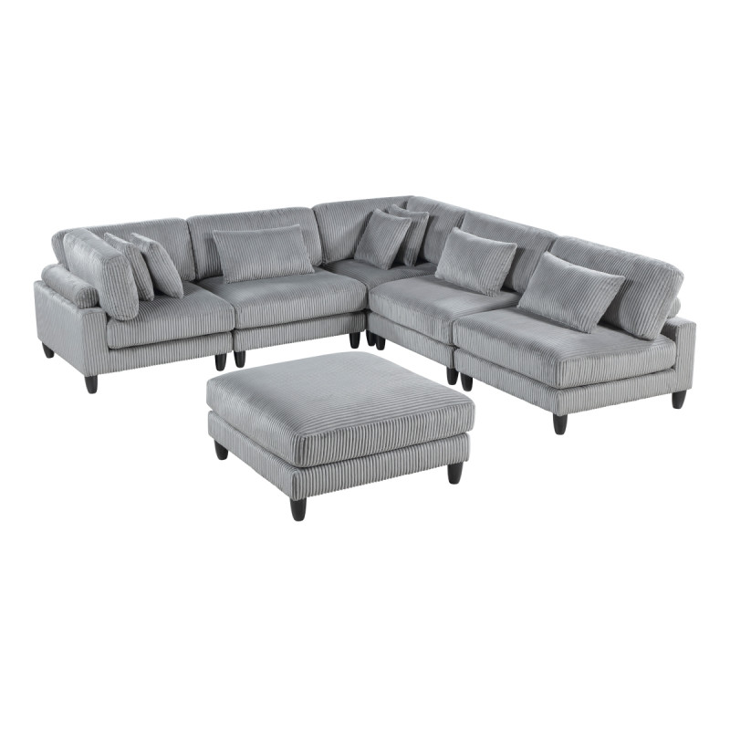 9688GY*62CR3ACOT 6-Piece Modular Sectional with Ottoman