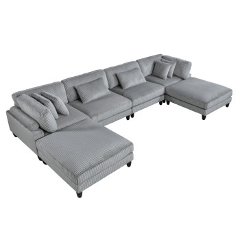 9688GY*62CR2AC2OT 6-Piece Modular Sectional with Ottomans