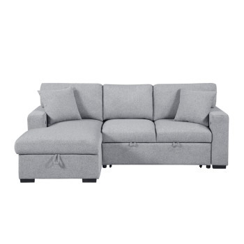 9630GY*2LC2R Sectional with Left Chaise, Pull-out Bed and Hidden Storage, Charging Ports
