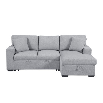 9630GY*22LRC Sectional with Right Chaise, Pull-out Bed and Hidden Storage, Charging Ports